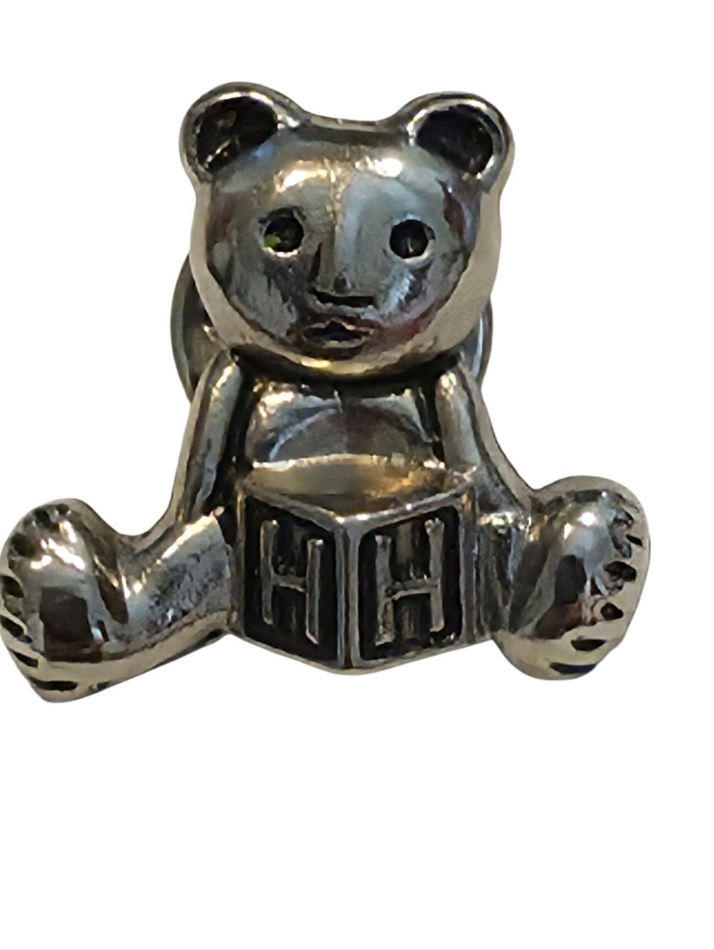 Vintage Teddy Bear Lapel Pin Silver Tone Cute Collectible Bear Jewelry